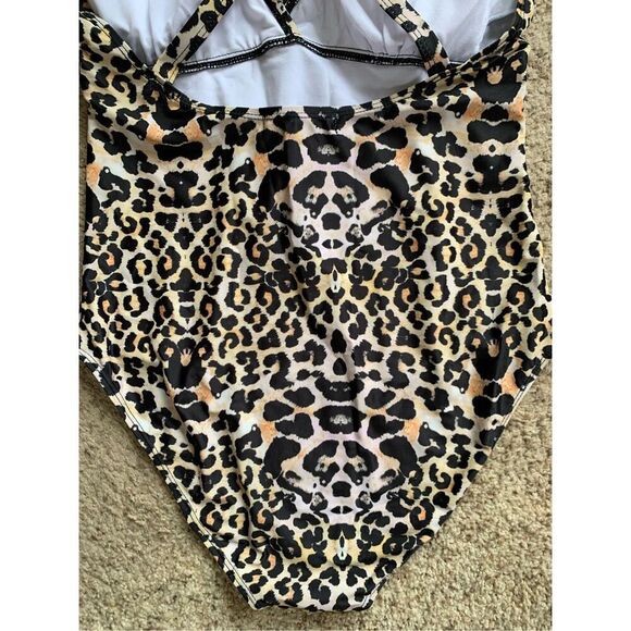 True Colours by La Moda Leopard One Piece Swimsuit‎ Tan, Black Size XL - Picture 8 of 12